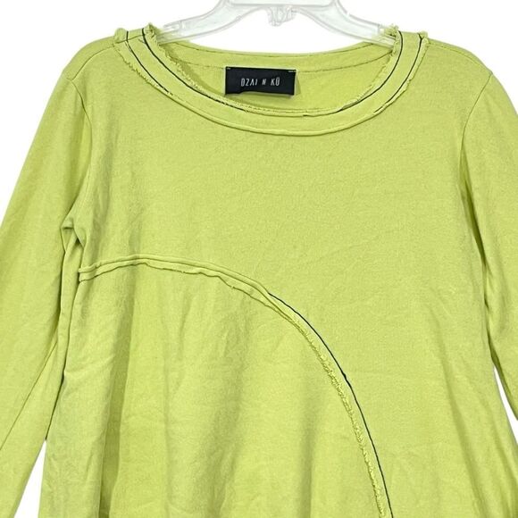 Ozai N Ku Boho Sweater Knit Asymmetric Inside Out Hem Contrast/Stitching S - Picture 3 of 15